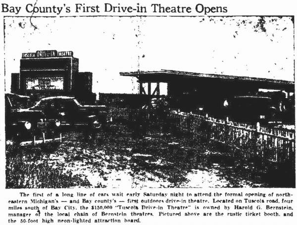 Tuscola Drive-In Theatre - Grand Opening Article (newer photo)